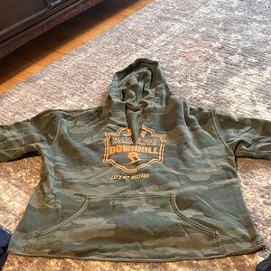 Camo Hoodie with Orange Graphic